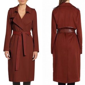 Badgley Mischka Faux Leather Trim Trench Coat S